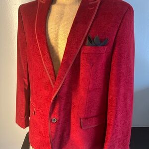 Van Heusen Studio Red Paisley Blazer 46R 100% Cotton